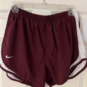 Nike Women's Maroon and White Athletic Shorts